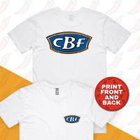 S / White / Small Front Design CBF ⛺🚤🎣 - Men's T Shirt
