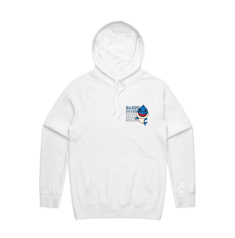 S / White / Small Front Design Daddy Shark 🦈 - Unisex Hoodie