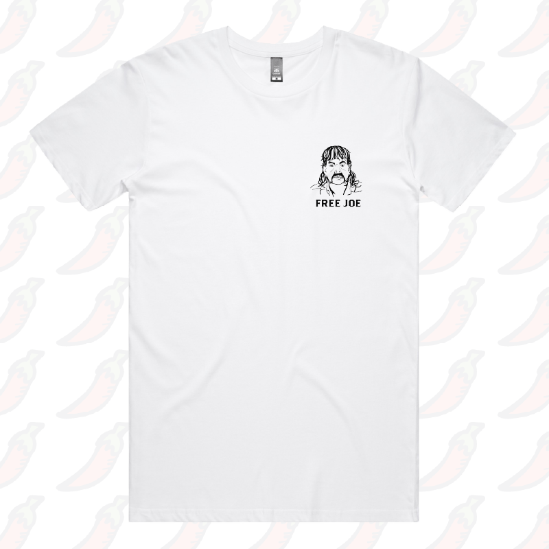 S / White / Small Front Design Free Joe 🚔 - Men's T Shirt