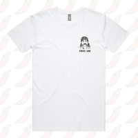 S / White / Small Front Design Free Joe 🚔 - Men's T Shirt