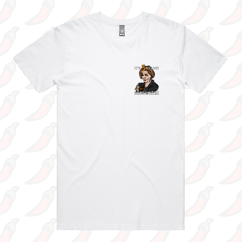 S / White / Small Front Design It's 5 o'clock Somewhere ⌚ - Men's T Shirt