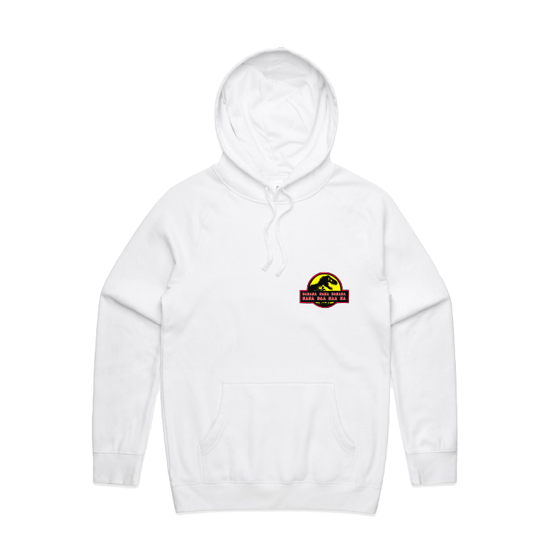 S / White / Small Front Design Jurassic Park Theme 🦕 - Unisex Hoodie