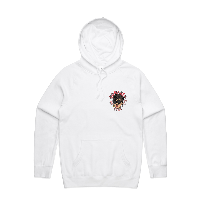 S / White / Small Front Design Momager 🕶️ - Unisex Hoodie