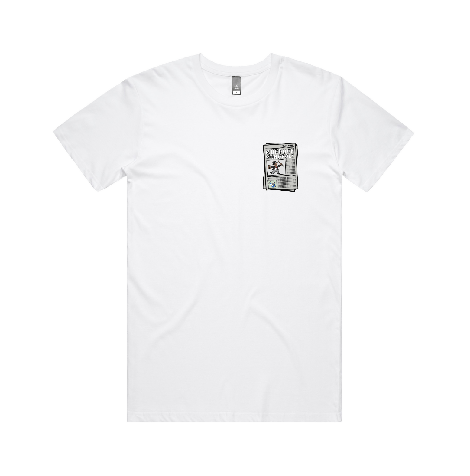 S / White / Small Front Design Murdoch Monopoly 📰 - Men's T Shirt