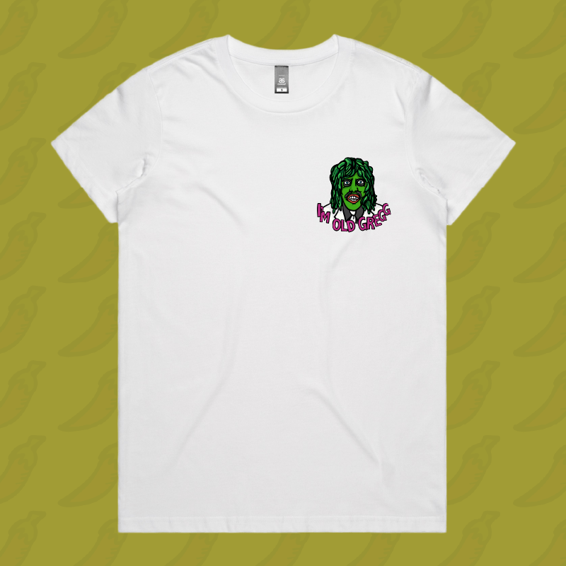 S / White / Small Front Design Old Gregg 🧟‍♂️🛶 - Women's T Shirt