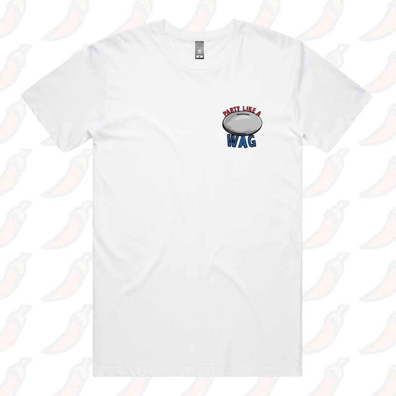 S / White / Small Front Design Party Like a WAG 🍽❄ - Men's T Shirt