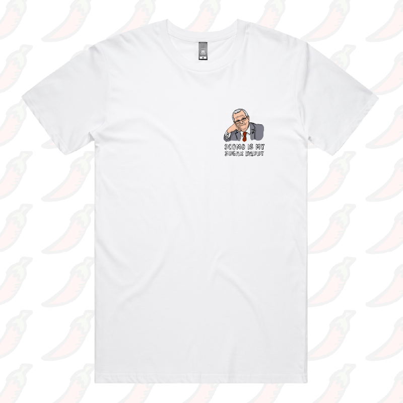 S / White / Small Front Design Scomo Sugar Daddy 💸 - Men's T Shirt
