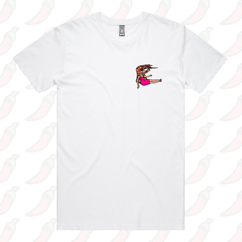 S / White / Small Front Design Shrimp on a Barbie 👜 - Men's T Shirt