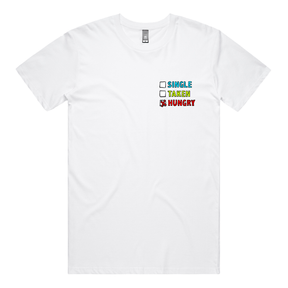 S / White / Small Front Design Single Taken Hungry 🍔🍟 - Men's T Shirt
