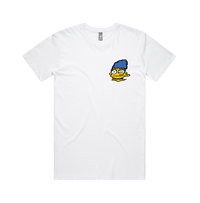 S / White / Small Front Design Smeared Marge 👕 - Men's T Shirt