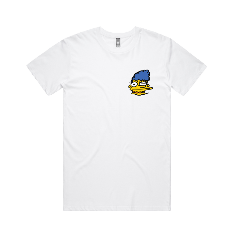 S / White / Small Front Design Smeared Marge 👕 - Men's T Shirt