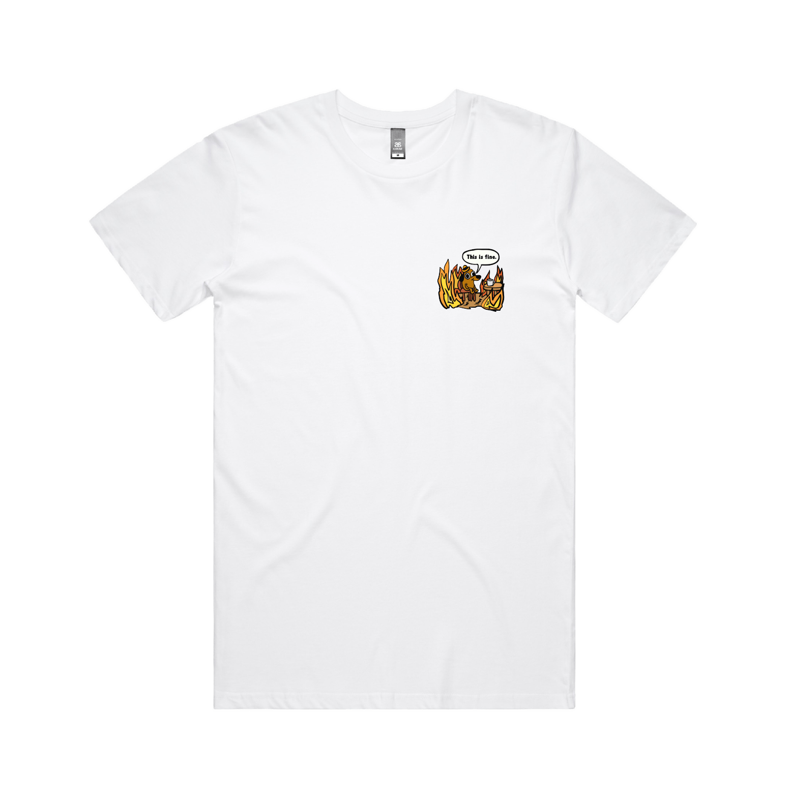 S / White / Small Front Design This Is Fine 🔥 - Men's T Shirt