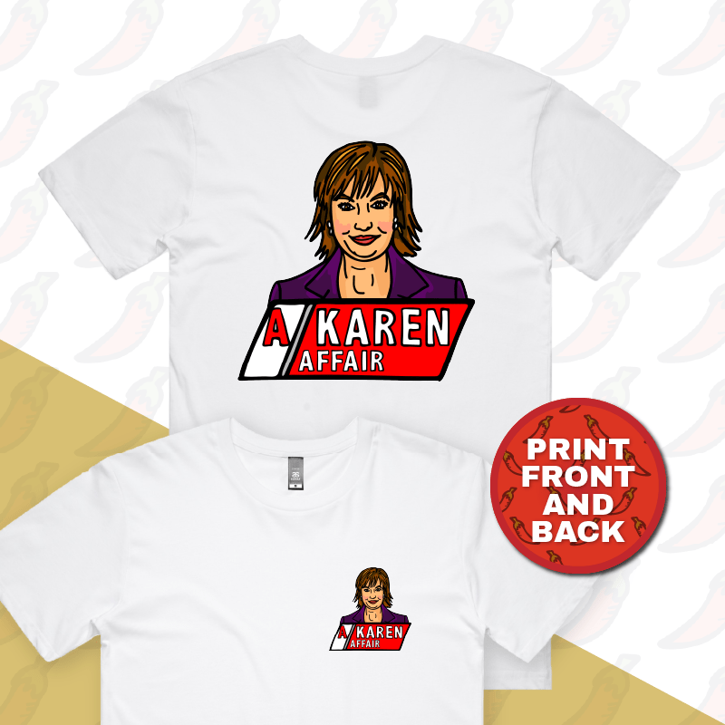 S / White / Small Front & Large Back Design A Karen Affair 📺 – Men's T Shirt