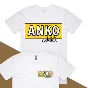 S / White / Small Front & Large Back Design ANKO Addict 💉 - Men's T Shirt