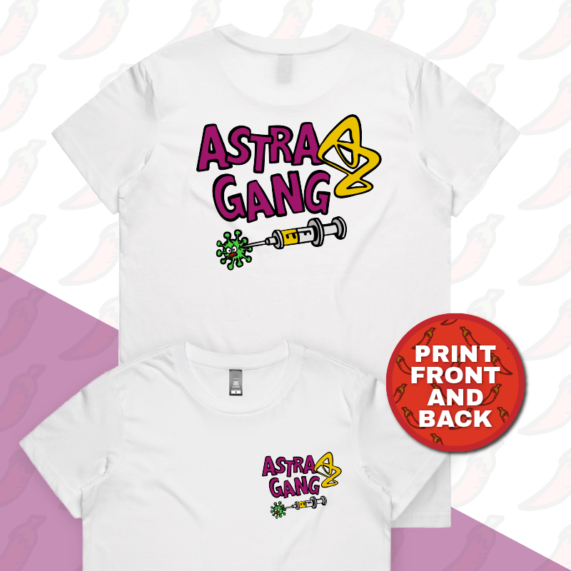 S / White / Small Front & Large Back Design Astra Gang 💉 - Women's T Shirt