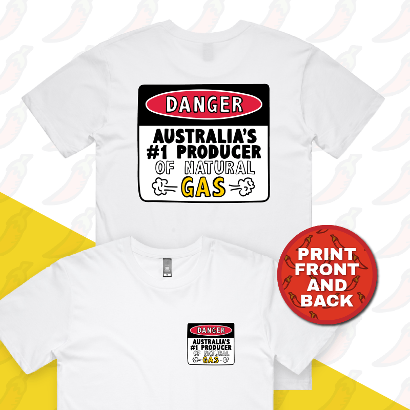 S / White / Small Front & Large Back Design Australian Gas Producer 💨 – Men's T Shirt