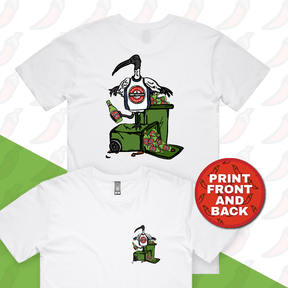 S / White / Small Front & Large Back Design Bali Bin Chicken 🗑️ - Men's T Shirt