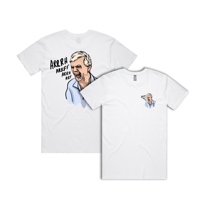 S / White / Small Front & Large Back Design Barking Dog Man 🗣️ - Men's T Shirt
