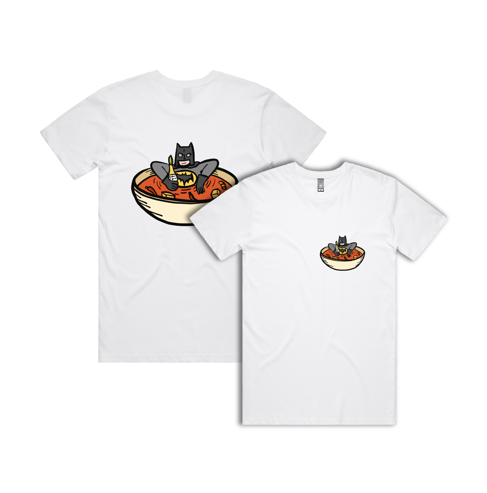 S / White / Small Front & Large Back Design Bat Soup 🦇 - Men's T Shirt