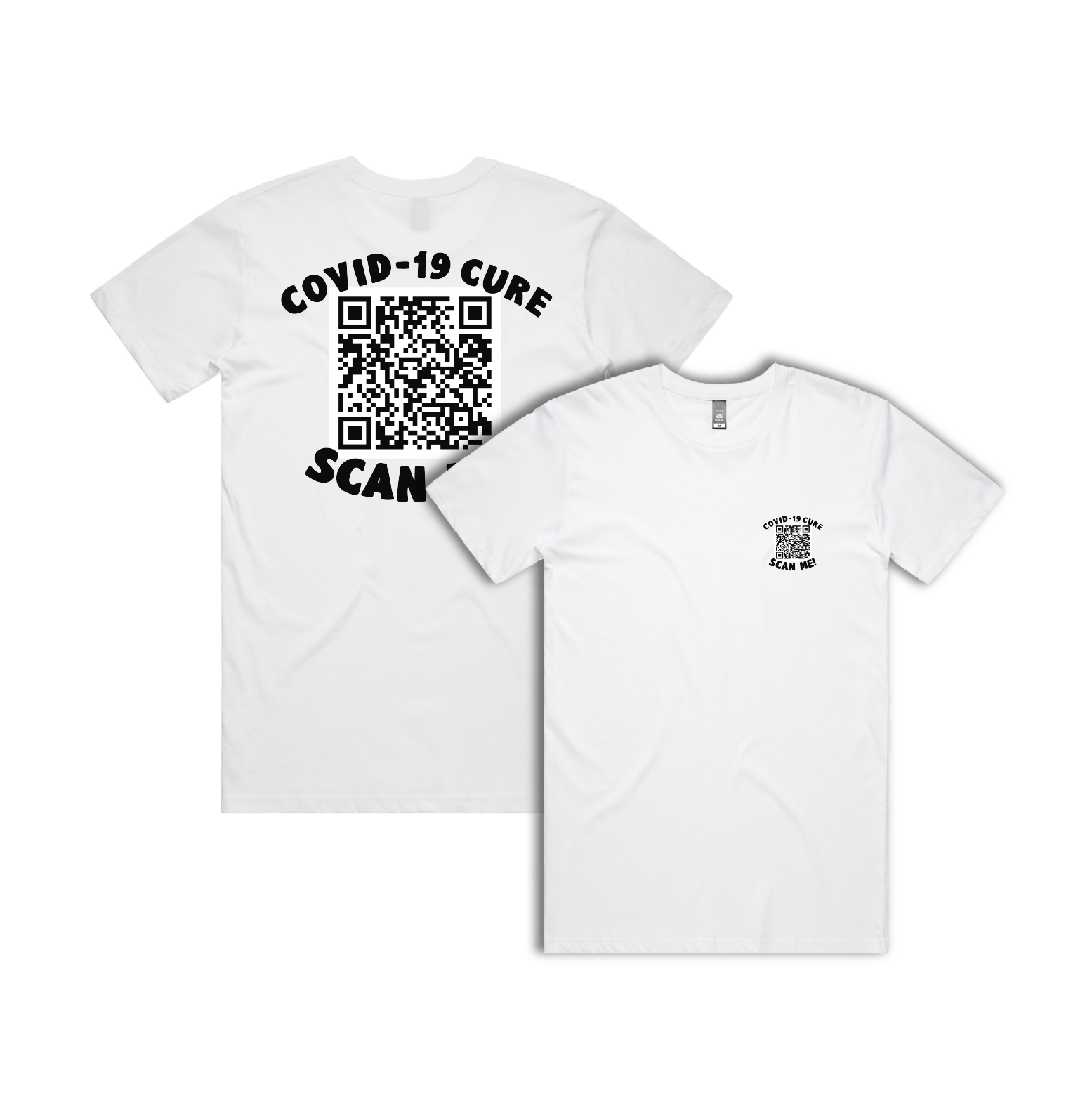 S / White / Small Front & Large Back Design Big Barry UNCENSORED QR Prank 🍆 - Men's T Shirt