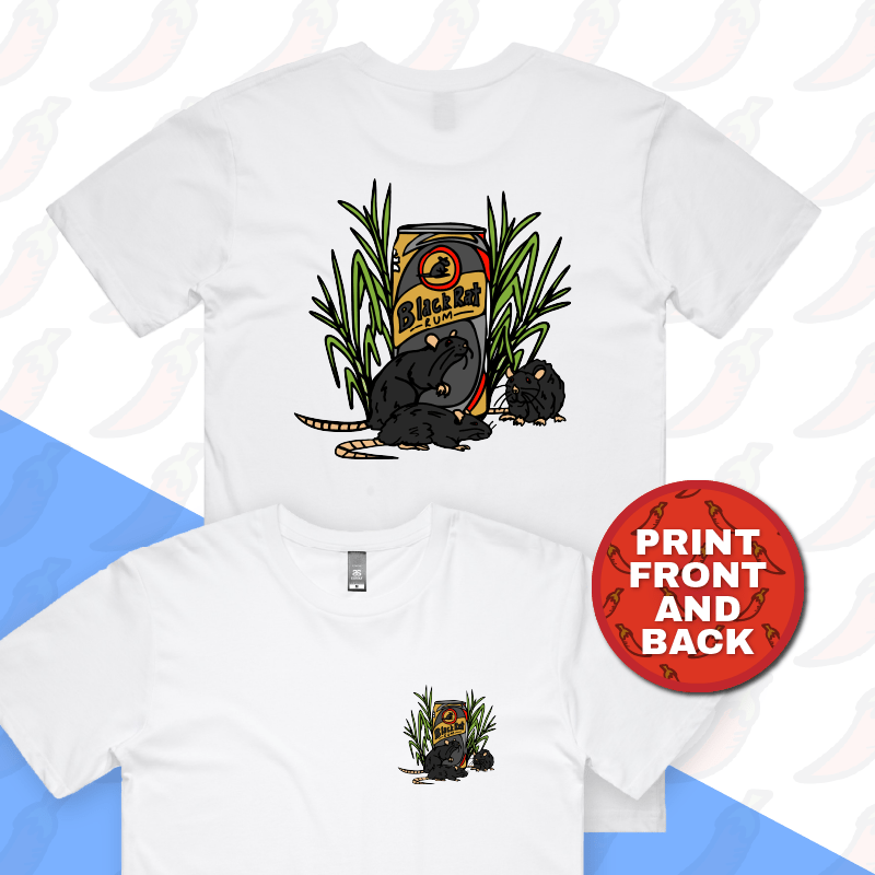 S / White / Small Front & Large Back Design Black Rat 🐀 – Men's T Shirt