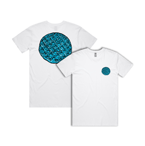 S / White / Small Front & Large Back Design Blue Waffle 🧇🤮 - Men's T Shirt