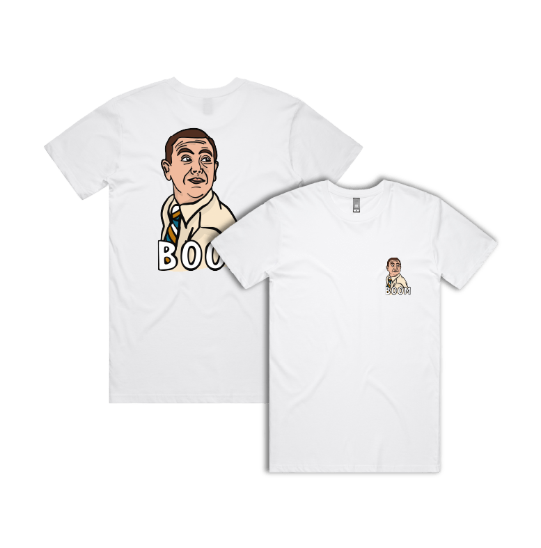 S / White / Small Front & Large Back Design Boom Boyle 🚨 - Men's T Shirt