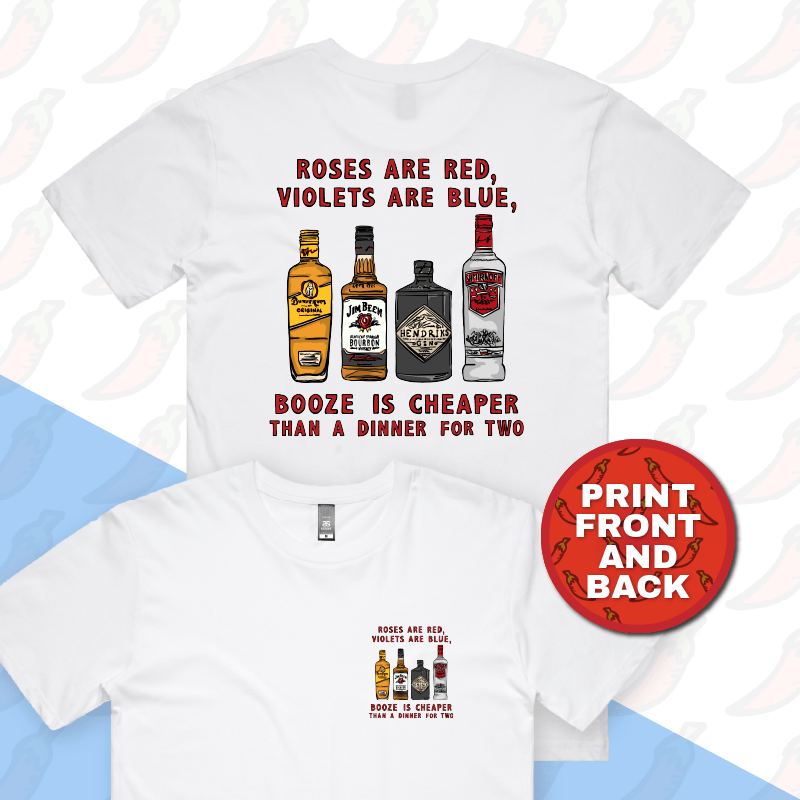 S / White / Small Front & Large Back Design Boozy Date Night 🍸 - Men's T Shirt