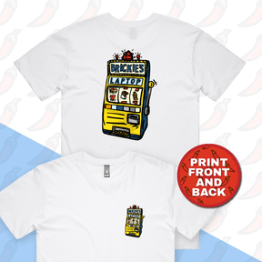 S / White / Small Front & Large Back Design Brickie’s Laptop 🎰 - Men's T Shirt