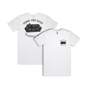 S / White / Small Front & Large Back Design Casting Couch 📹 - Men's T Shirt