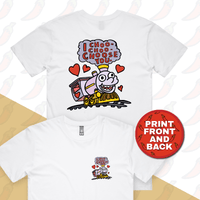 S / White / Small Front & Large Back Design Choo Choo Choose You 🚂- Men's T Shirt