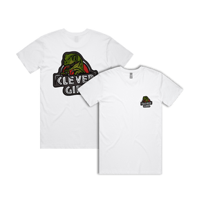 S / White / Small Front & Large Back Design Clever Girl 🦖 - Men's T Shirt