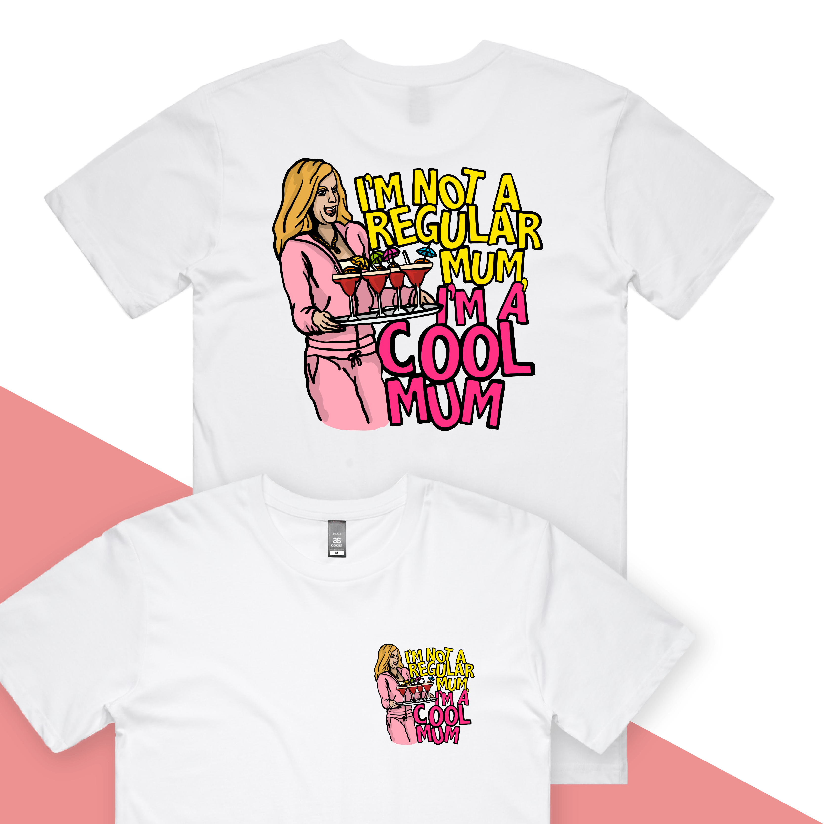 S / White / Small Front & Large Back Design Cool Mum 😎🍸 - Men's T Shirt