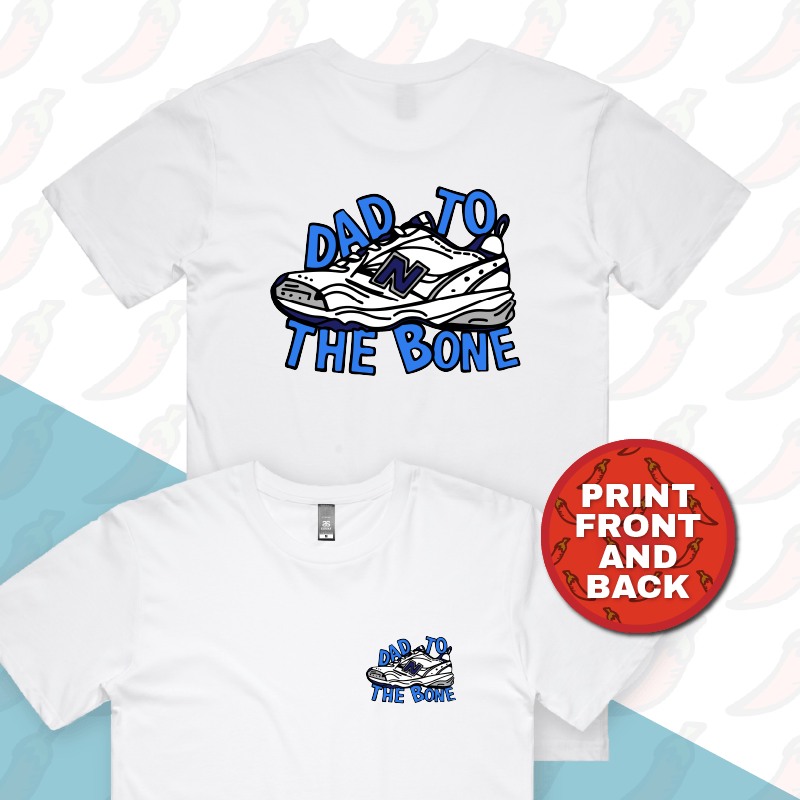 S / White / Small Front & Large Back Design Dad To The Bone 👟 – Men's T Shirt
