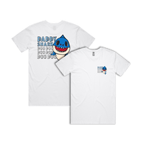 S / White / Small Front & Large Back Design Daddy Shark 🦈 - Men's T Shirt