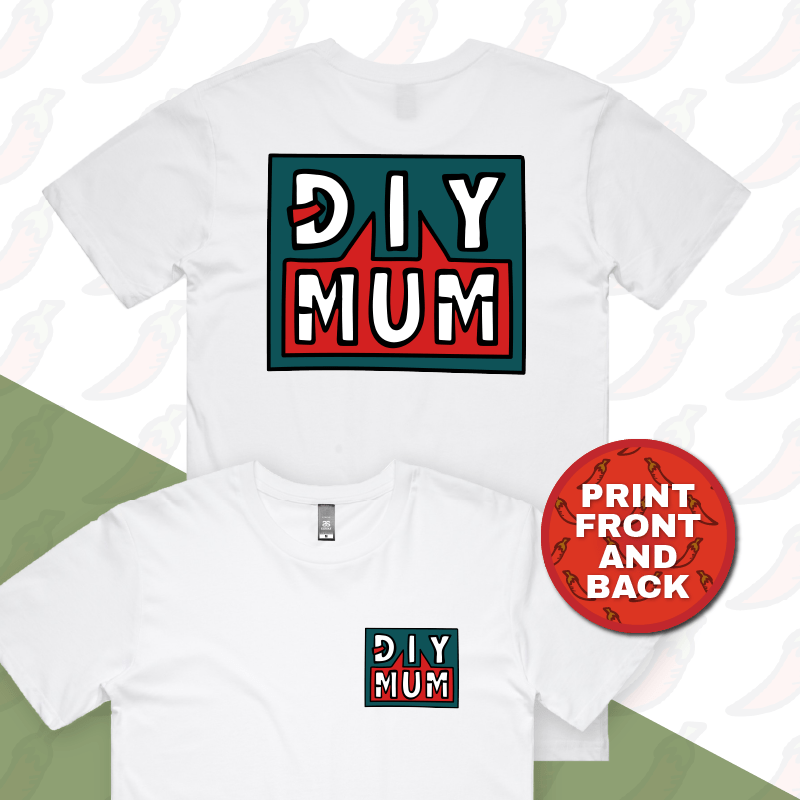 S / White / Small Front & Large Back Design DIY Mum 🔨 – Men's T Shirt