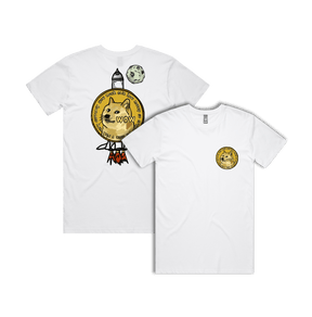 S / White / Small Front & Large Back Design Dogecoin 🚀 - Men's T Shirt