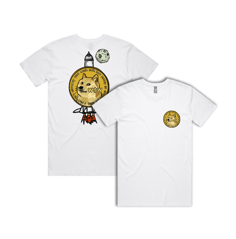 S / White / Small Front & Large Back Design Dogecoin 🚀 - Men's T Shirt