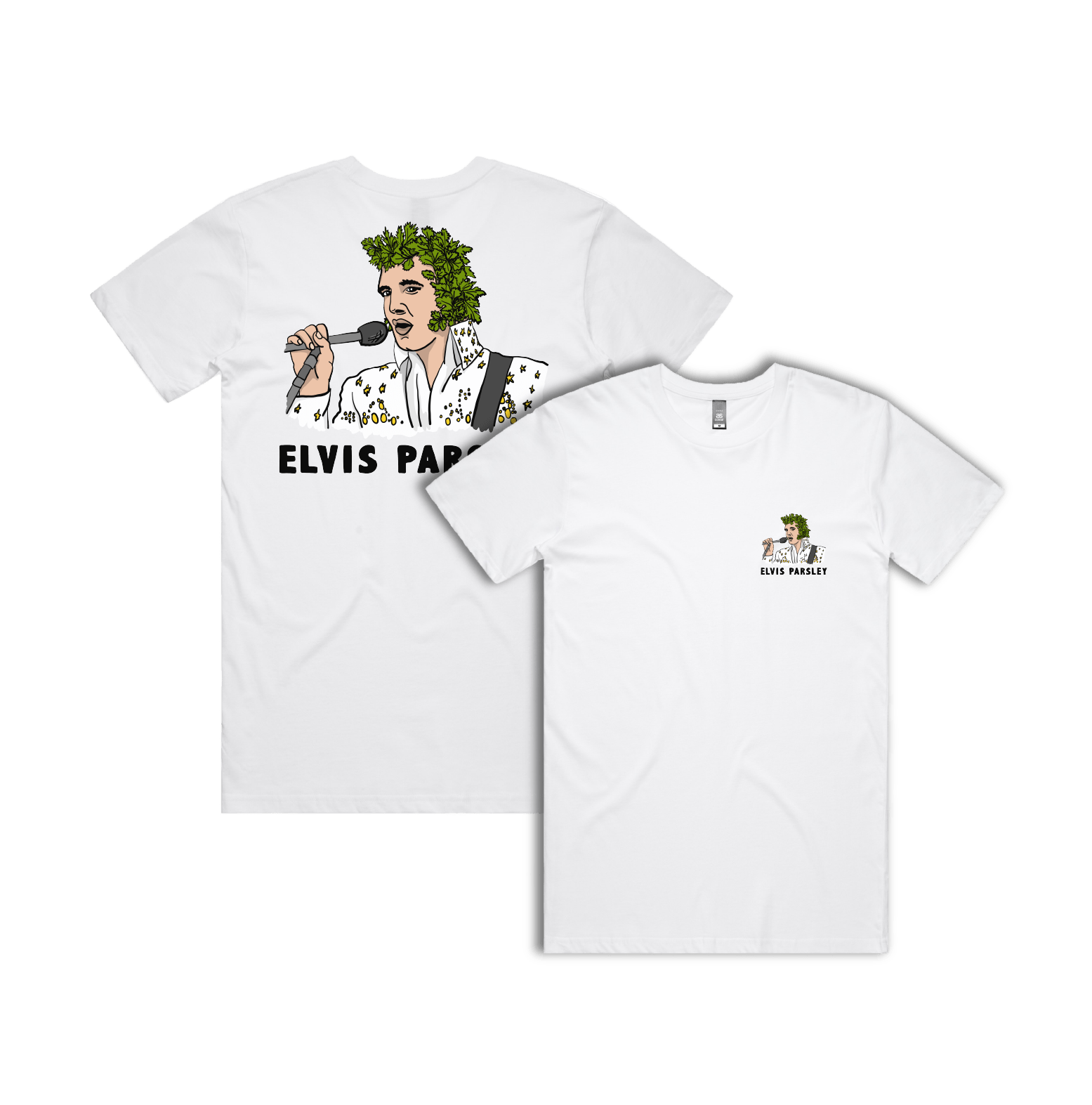 S / White / Small Front & Large Back Design Elvis Parsley 🌿 - Men's T Shirt