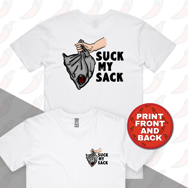 S / White / Small Front & Large Back Design Goon Sack 🍷 - Men's T Shirt