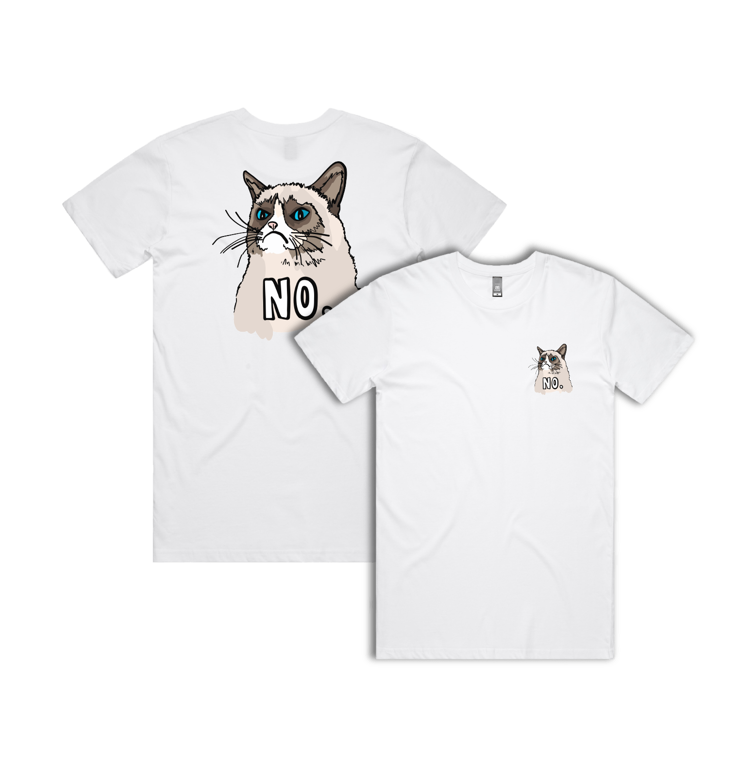 S / White / Small Front & Large Back Design Grumpy Cat! 😾 - Men's T Shirt