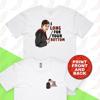 S / White / Small Front & Large Back Design I Long for your Bottom 🍑⚡ - Men's T Shirt
