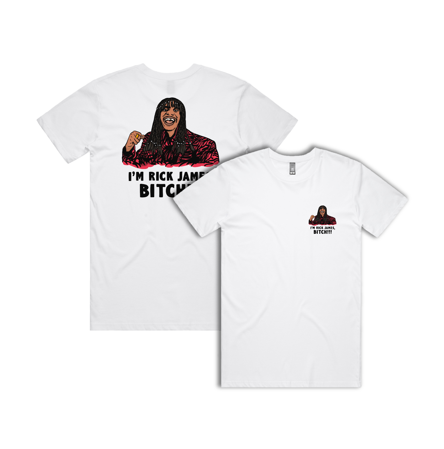 S / White / Small Front & Large Back Design I'm Rick James ✋🏾 - Men's T Shirt