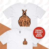 S / White / Small Front & Large Back Design Jacked Kangaroo 🦘 - Men's T Shirt