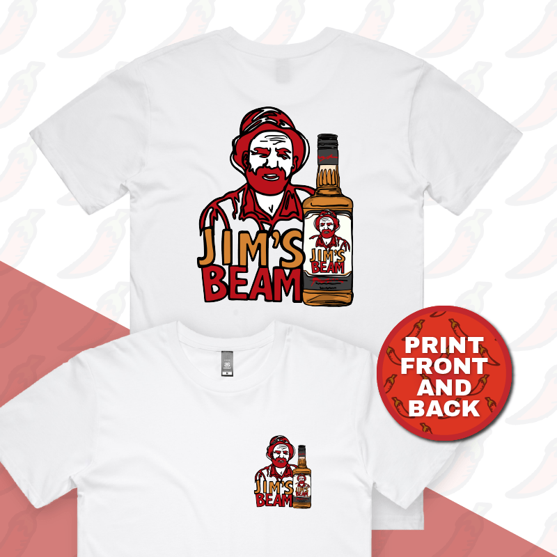 S / White / Small Front & Large Back Design Jim’s Beam 🥃👍 – Men's T Shirt