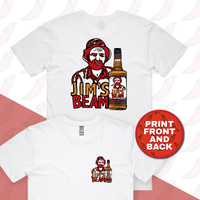 S / White / Small Front & Large Back Design Jim’s Beam 🥃👍 – Men's T Shirt