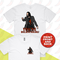 S / White / Small Front & Large Back Design Keanu Breathtaking 👈 - Men's T Shirt