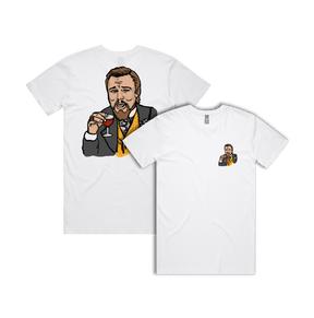 S / White / Small Front & Large Back Design Laughing Leo 🍷 - Men's T Shirt