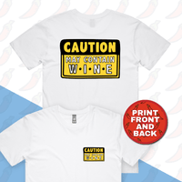 S / White / Small Front & Large Back Design May Contain Wine 🍷 – Men's T Shirt