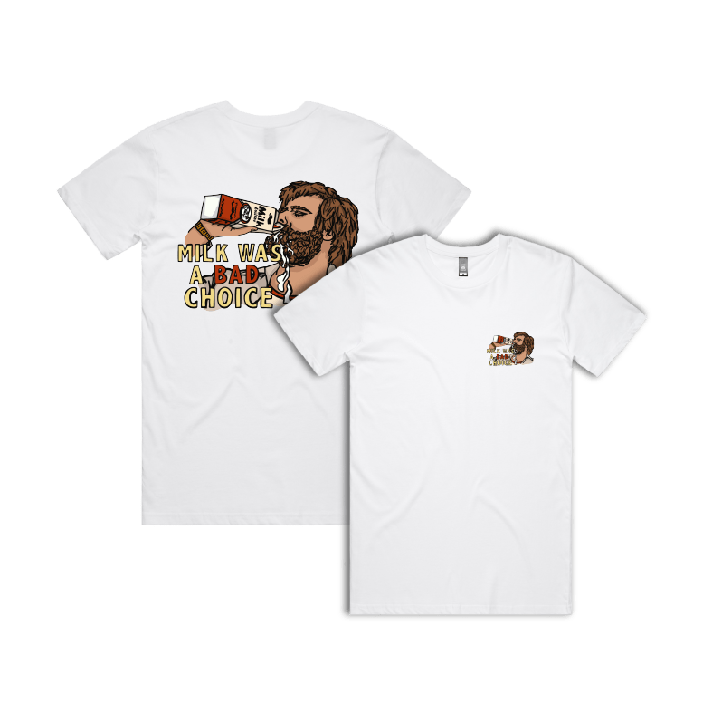 S / White / Small Front & Large Back Design Milk Was A Bad Choice 🥛 - Men's T Shirt